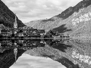 Alps Mountains, reflection, Austria, lake, Hallstatt