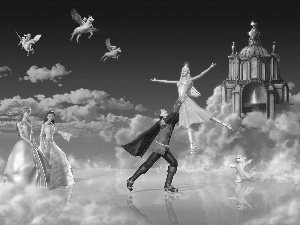dance, clouds, Barbie, palace
