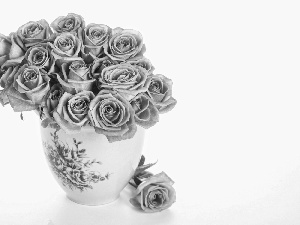 bowl, bouquet, roses