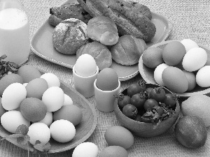 eggs, tomatoes, breakfast, Buns