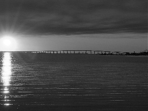west, River, bridge, sun