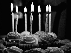 Muffins, candles