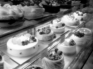 cakes, glass-case
