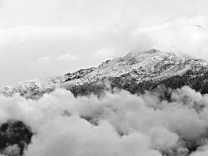 clouds, Mountains, snow