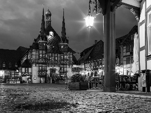 town hall, Wernigerode, Night, market, Town, light, Germany