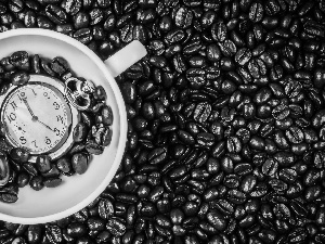 coffee, cup, Watch, grains