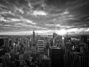 New York, skyscraper, Great Sunsets, Manhattan