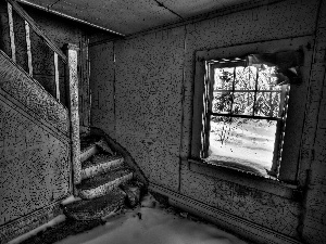 Stairs, Neglected, Old, house, interior