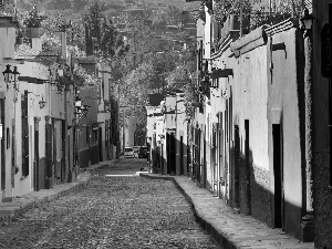Mexico, Street, Houses, Town