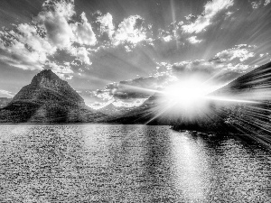 rays of the Sun, Mountains, lake