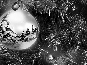 christmas tree, bauble, lights