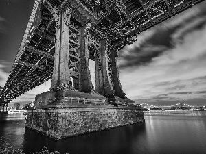 USA, River, Manhattan Bridge
