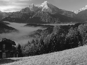 Mountains, Home, Germany, Fog, Bavaria