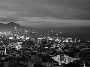 Italy, Town, Night, Neapol