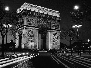 arc de Triomphe, France, Night, Paris
