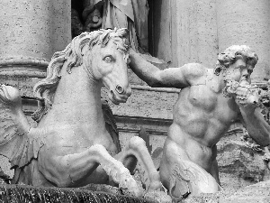 di trevi, statues, Pegasus, Rome