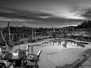 Pool, twilight, terrace, Garden, The hotel