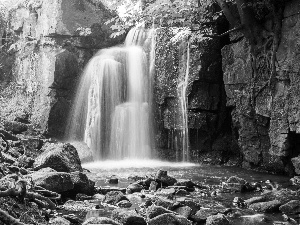 Stones, waterfall, rocks