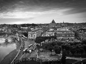 Vatican, River, town, Italy, panorama, bridge