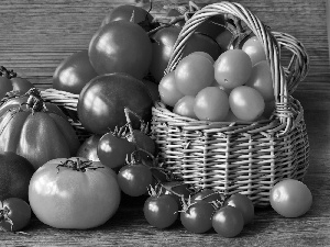 Variations, basket, tomatoes, different, color