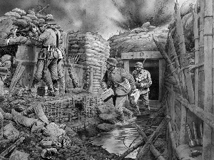 war, soldiers, Weapons, trench