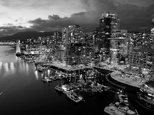 Yachts, Harbour, Vancouver, bridge, Canada