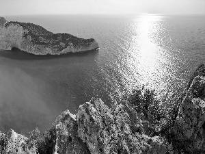 rocks, sea, Zakynthos, Greece, Beaches, Gulf