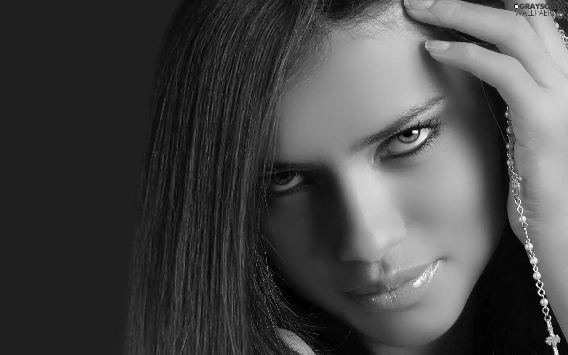 Black and white, Adriana Lima, face