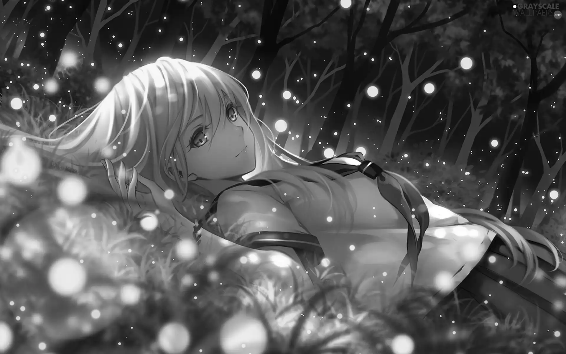 girl, Manga, Anime, forest