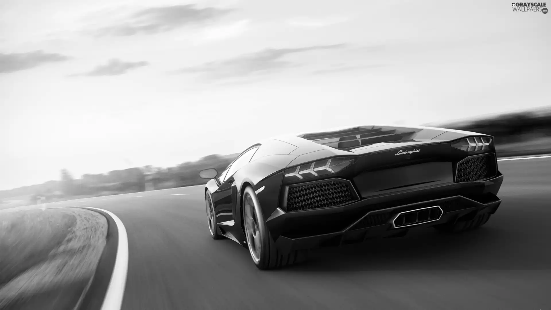 Art, track, Lamborghini, Aventador, Black