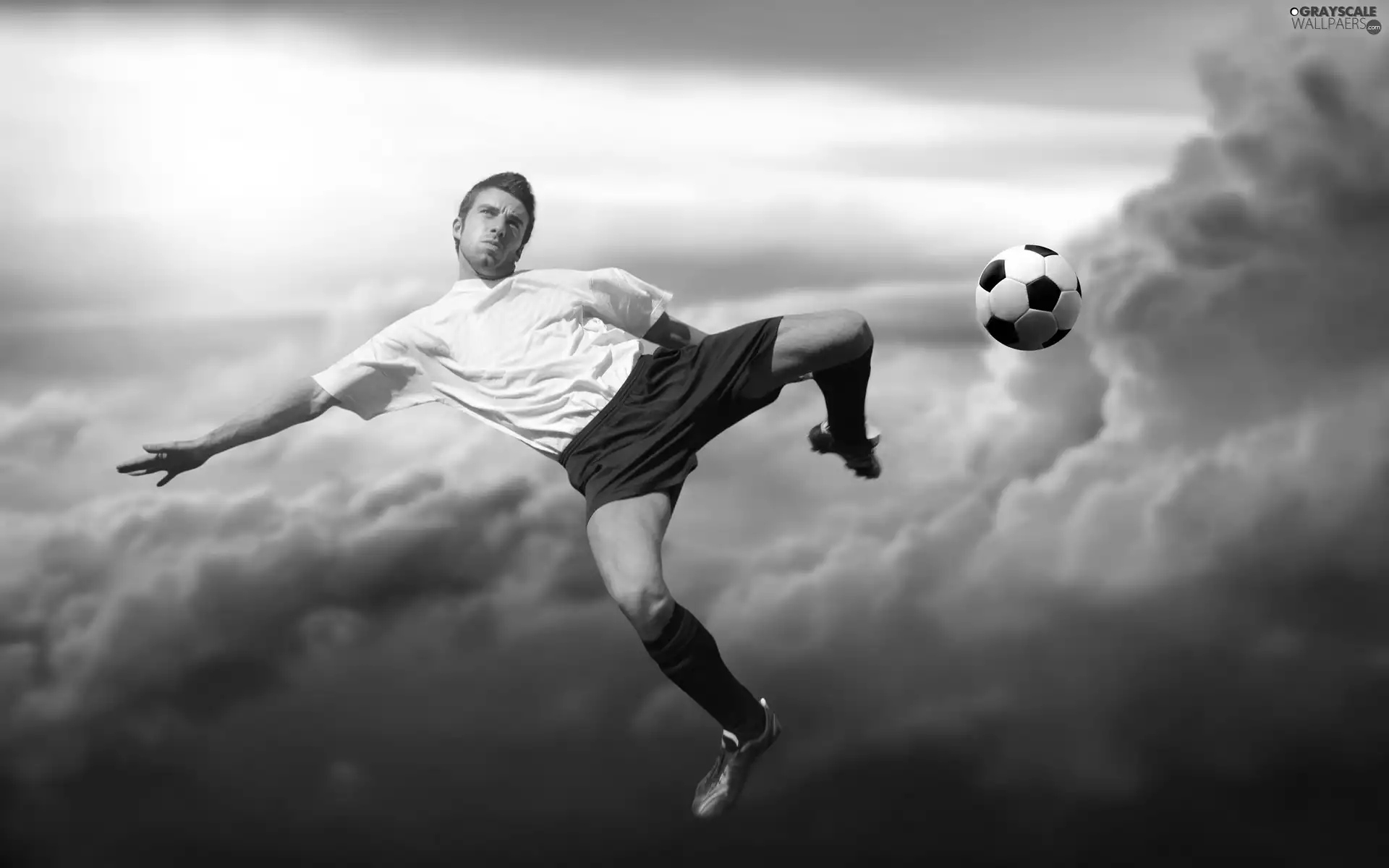 Ball, football, Sky, clouds, a man