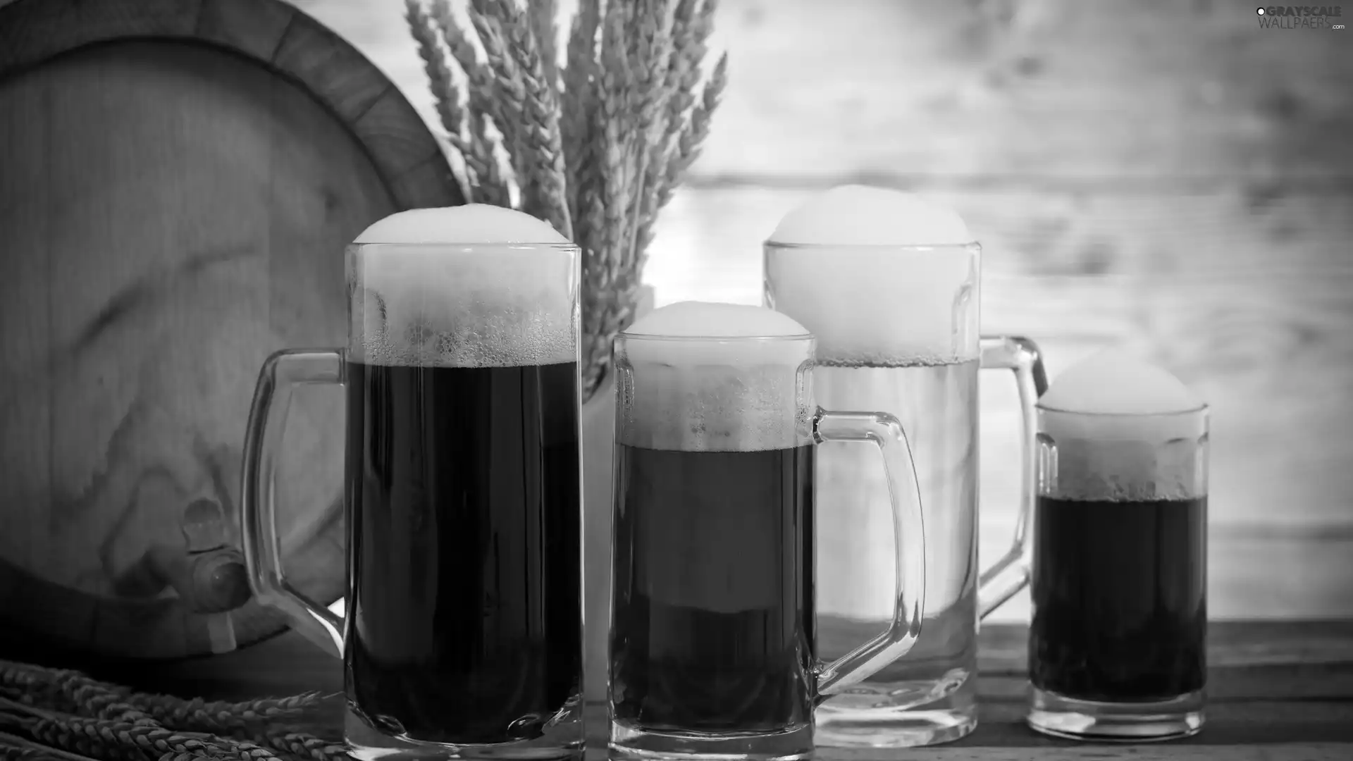 glass, Beer, mousse, barrel, Mugs, four