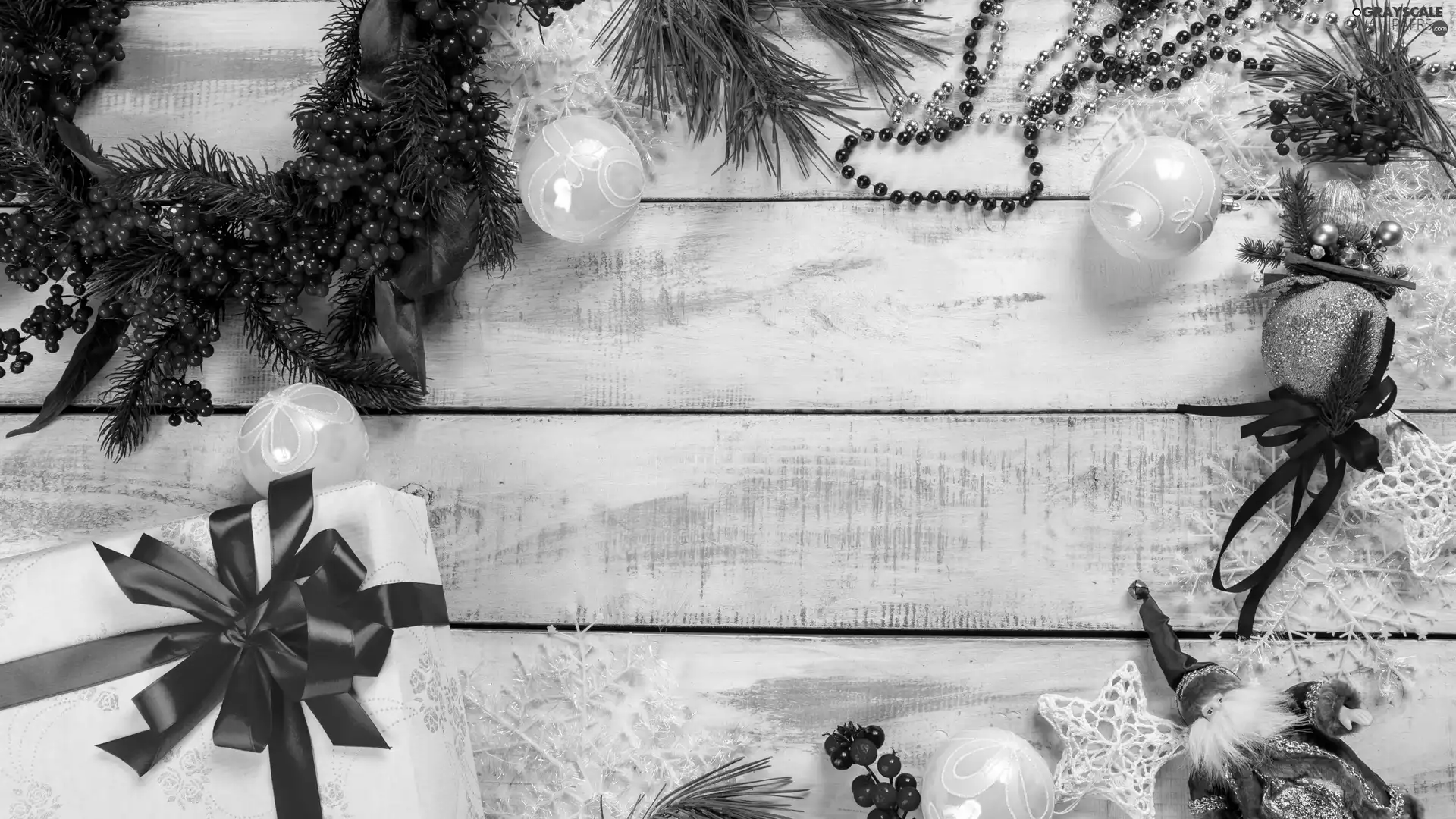 Christmas, Present, composition, baubles