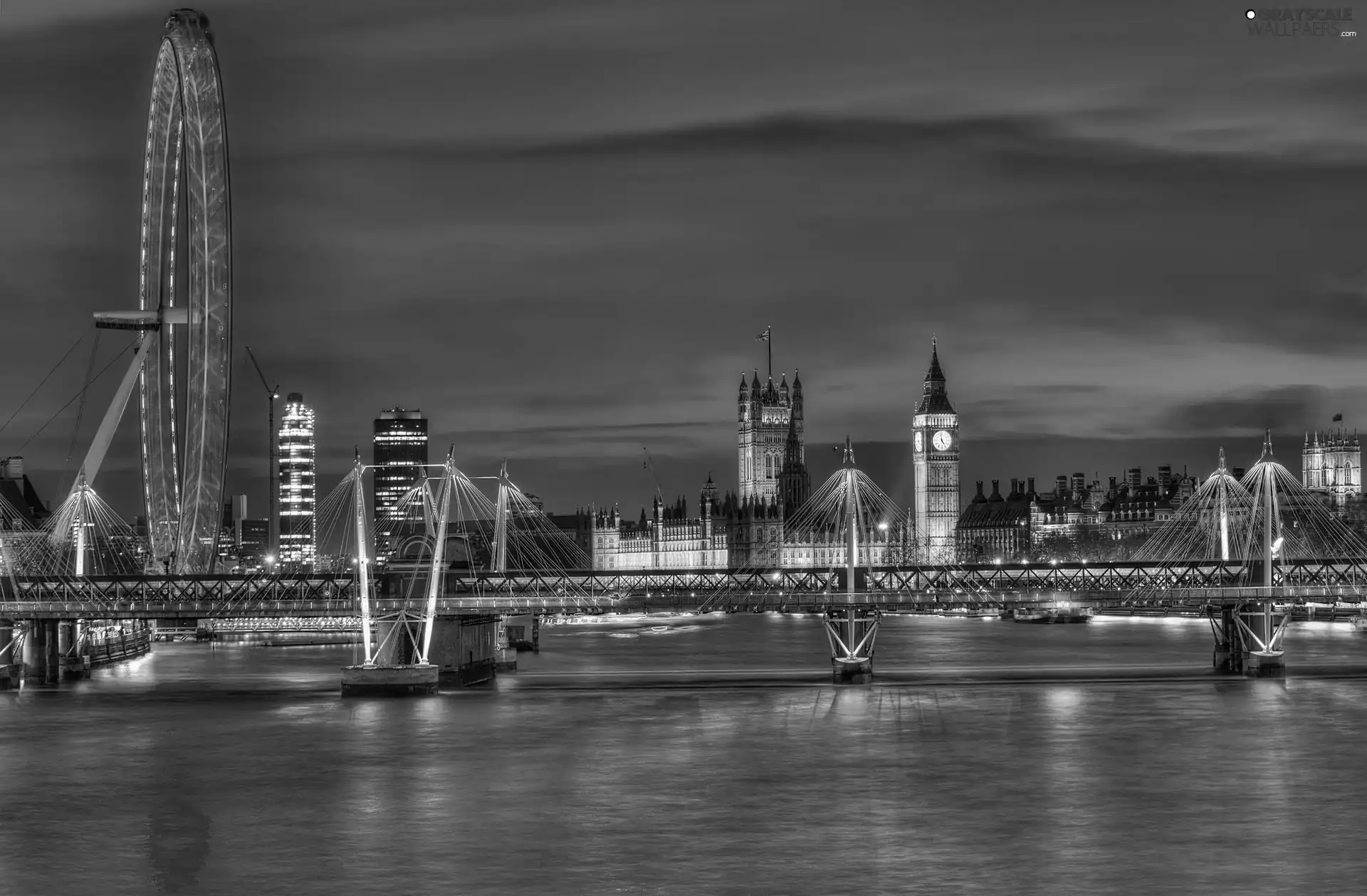 bridge, thames, Big Ben, London Eye, Palace of Westminster