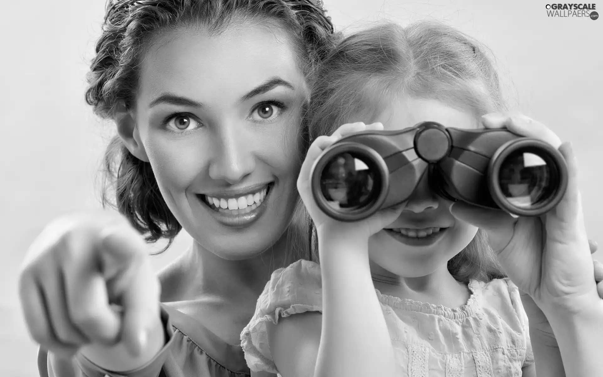 binoculars, Women, Kid