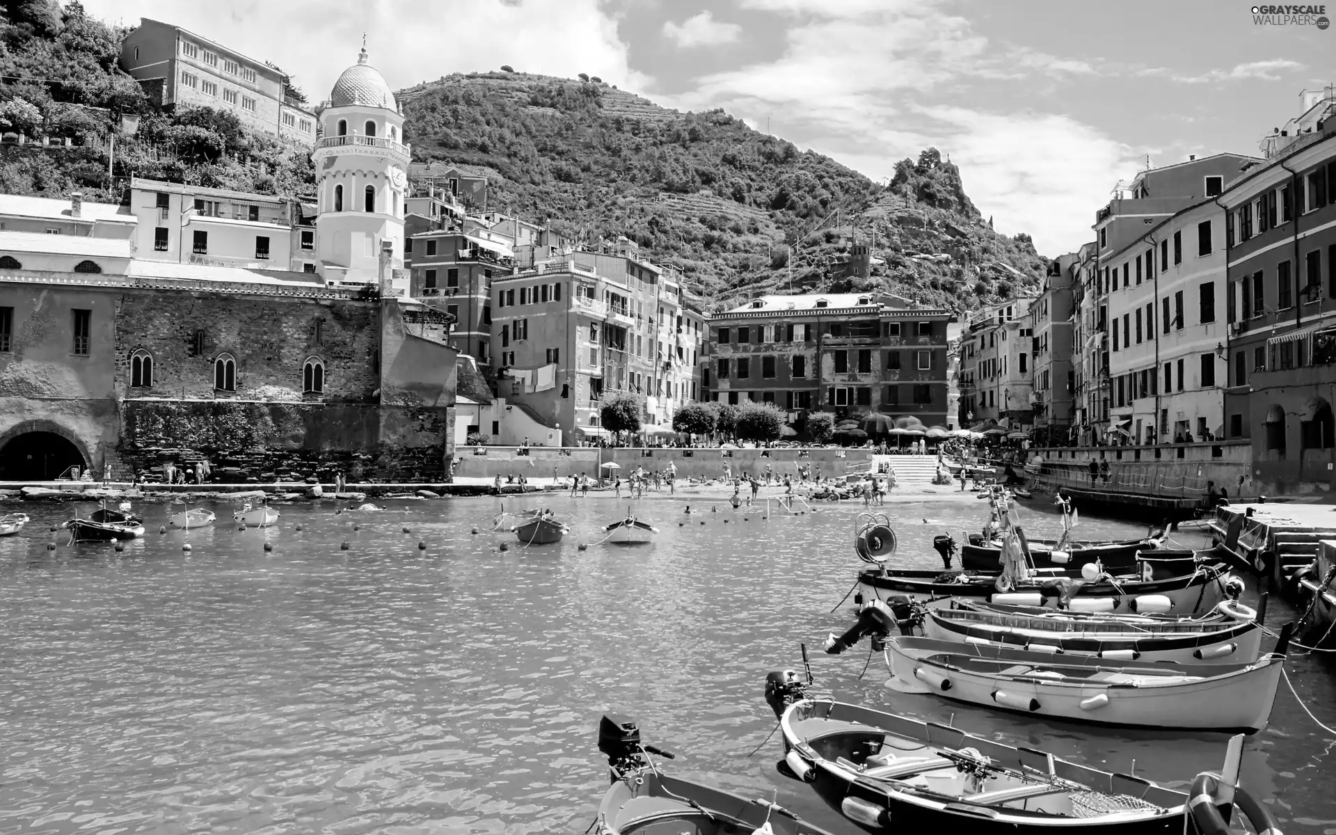 Italy, canal, Boats, Vernazza