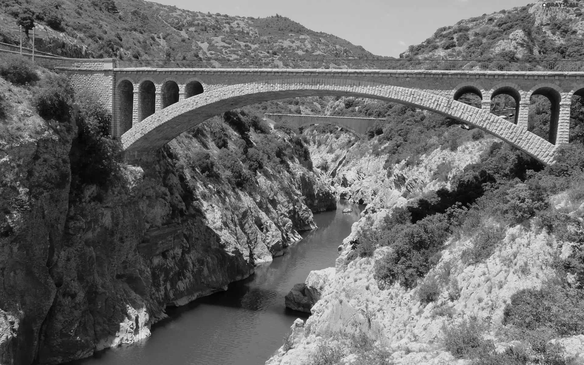 bridge, River, canyon