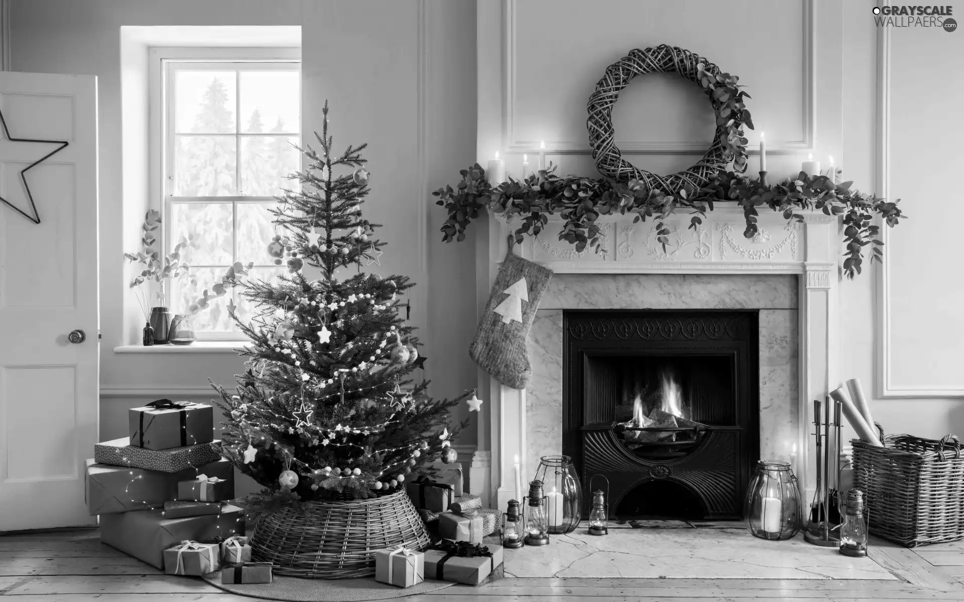 Christmas, christmas tree, burner chimney, Room