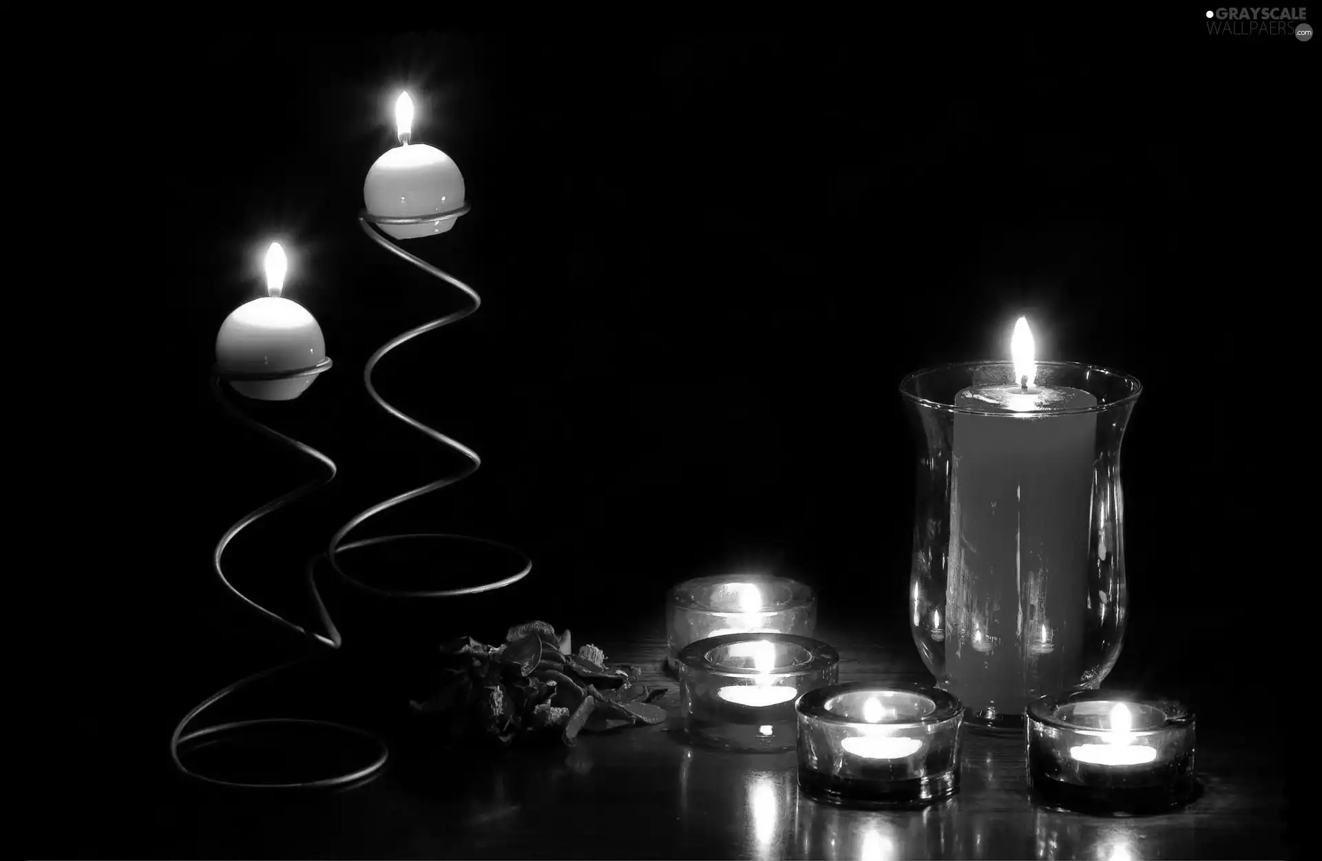black background, candlestick, Candles