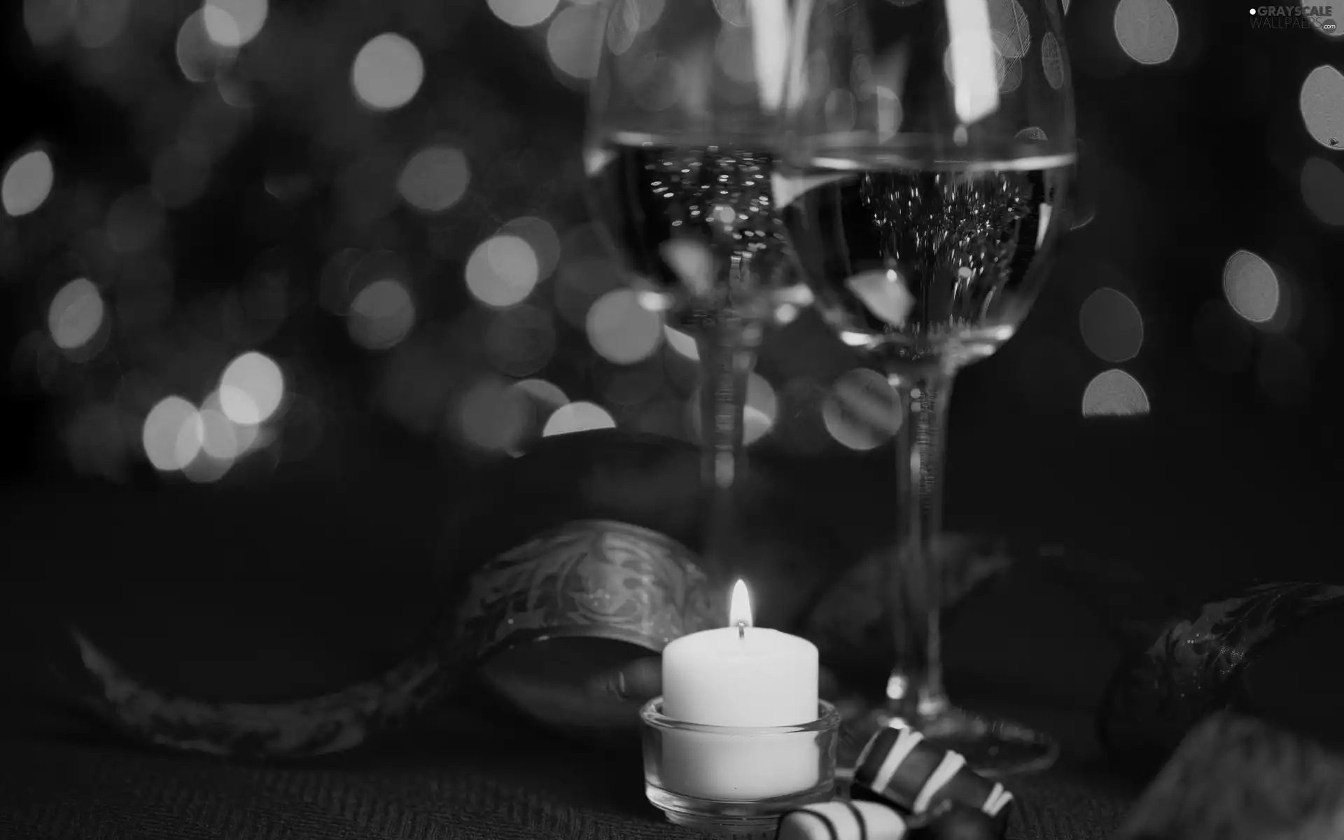 Champagne, candle, Valentine