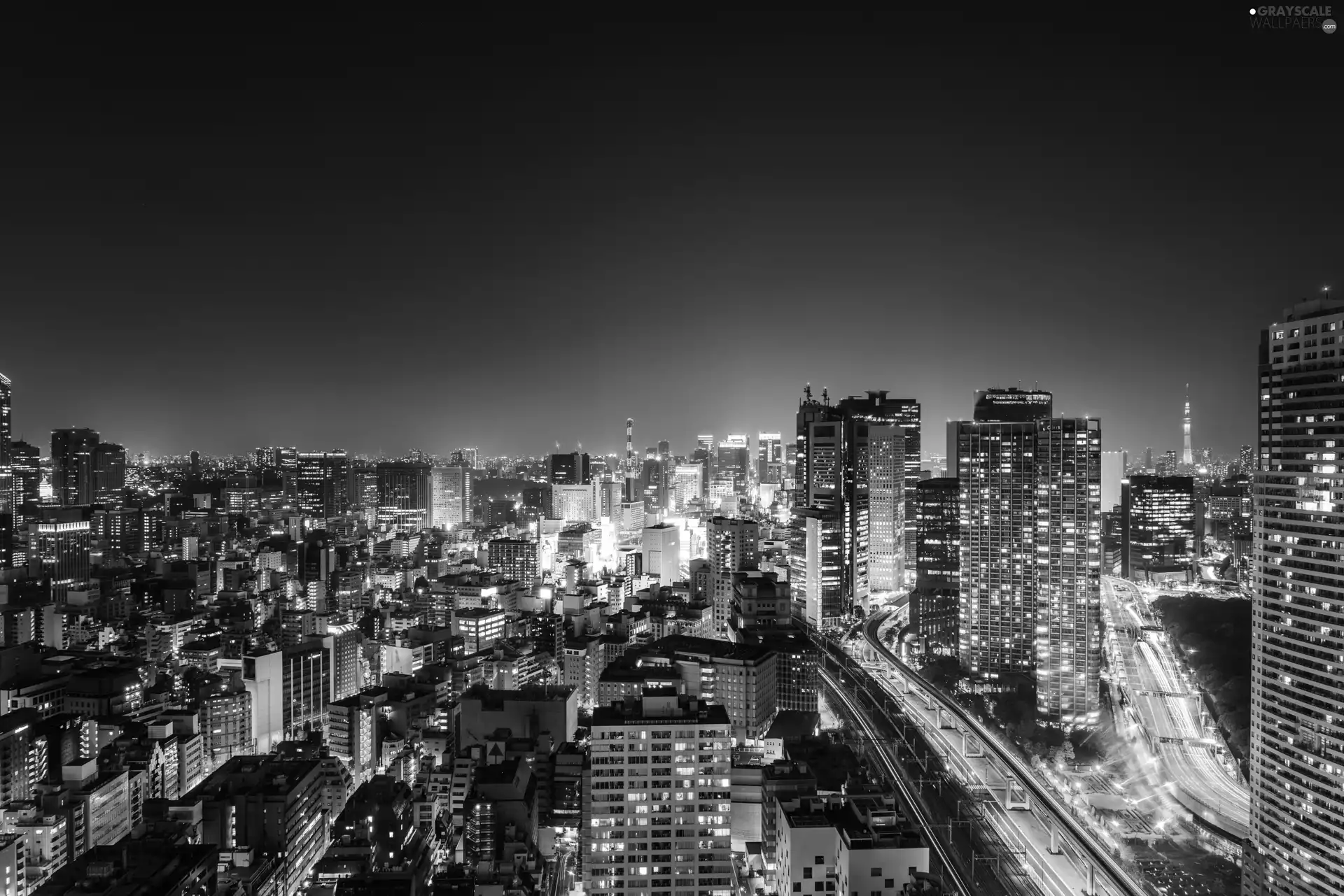 Aerial View, Tokio, City at Night