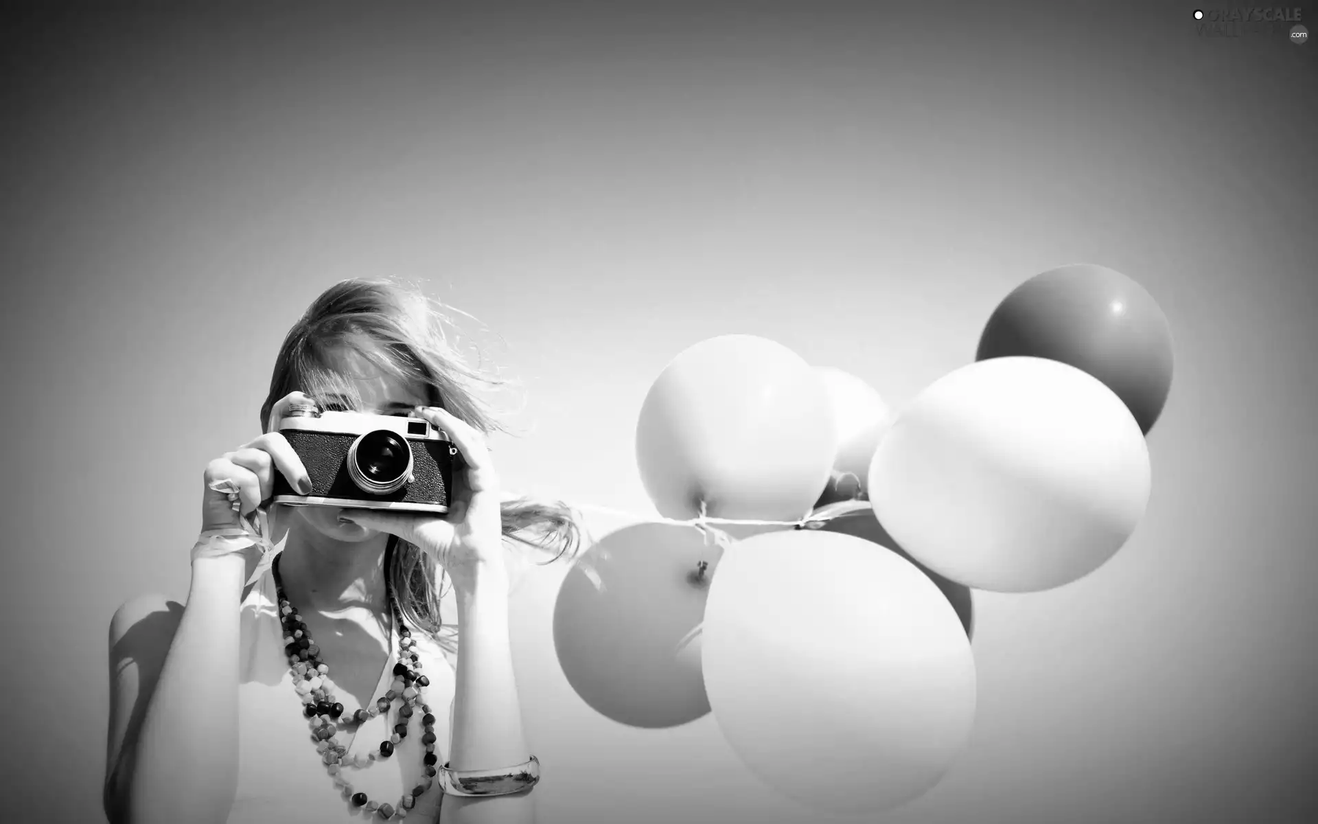 Camera, Women, color, balloons, photographic, jewellery