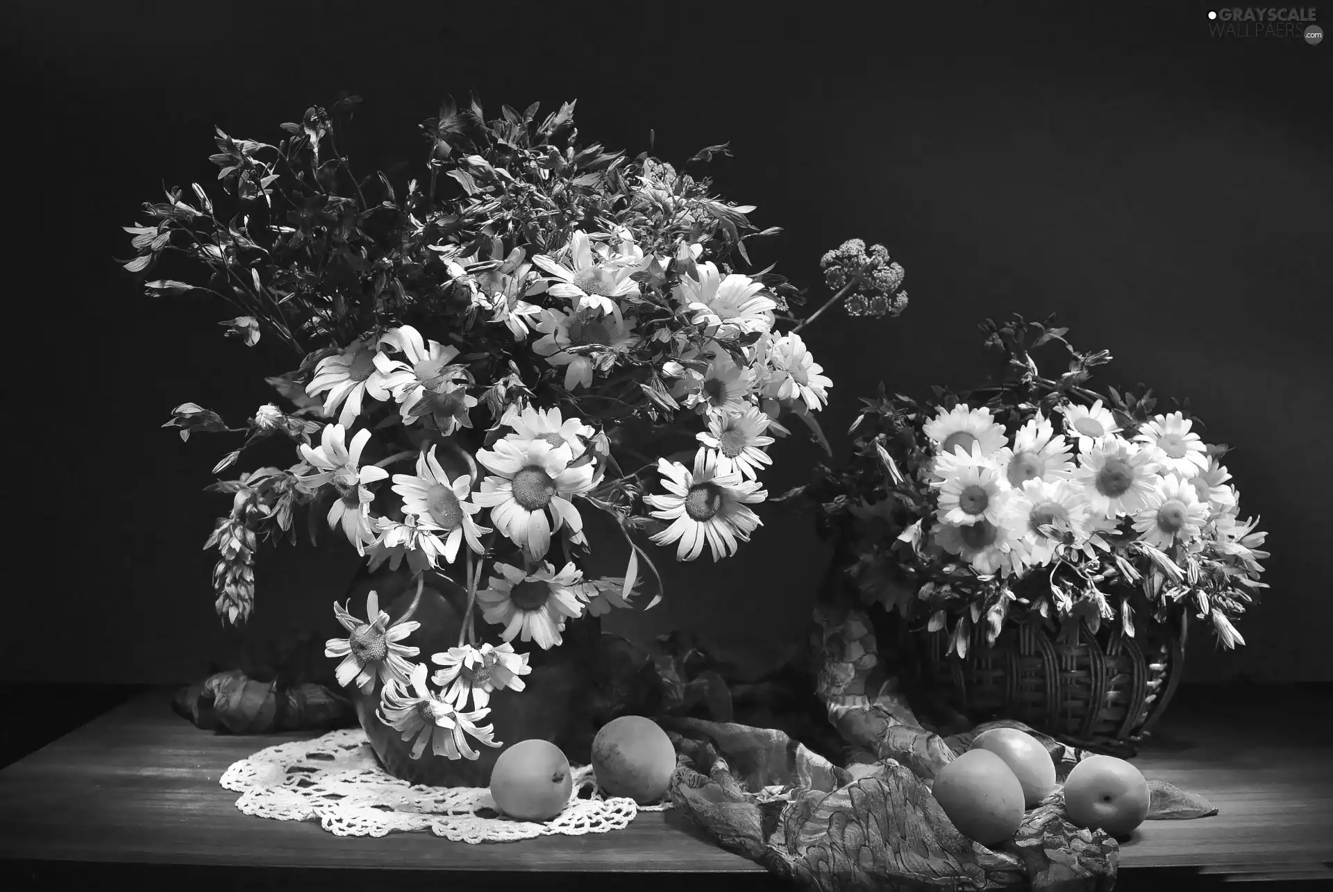 apricots, Daisy, wild, flowers, Bouquets