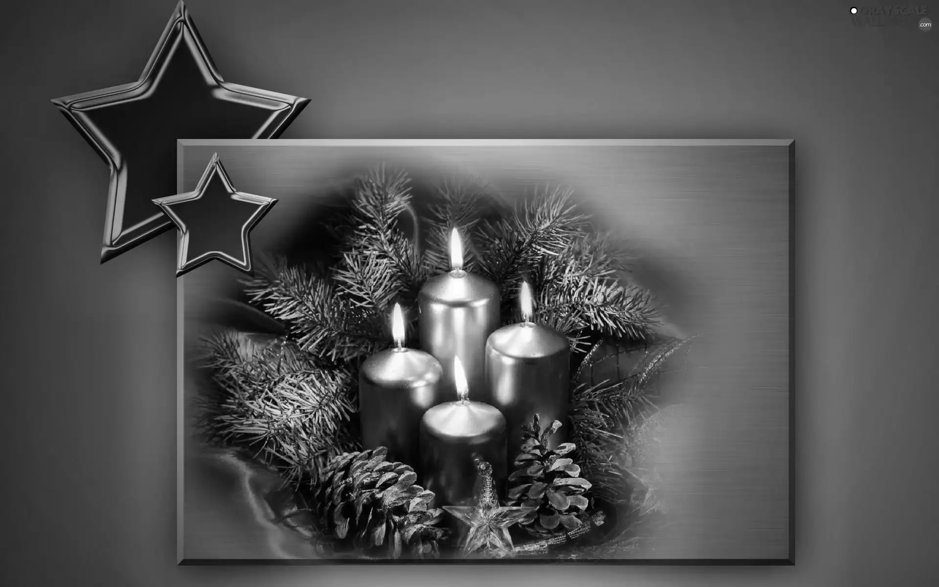 Christmas, decoration, Golden, candles, Stars