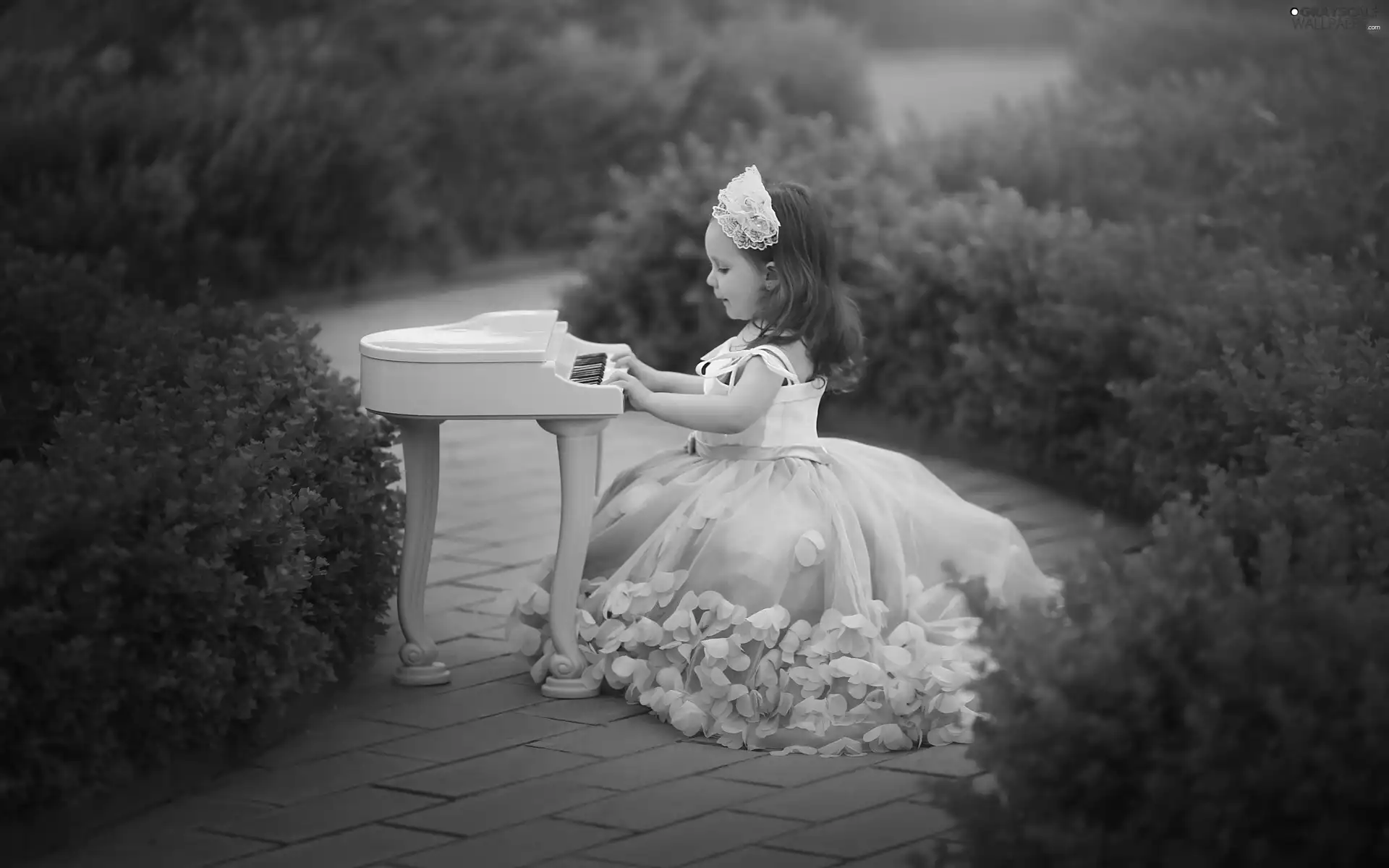 Kid, dress, Pink, Piano, girl