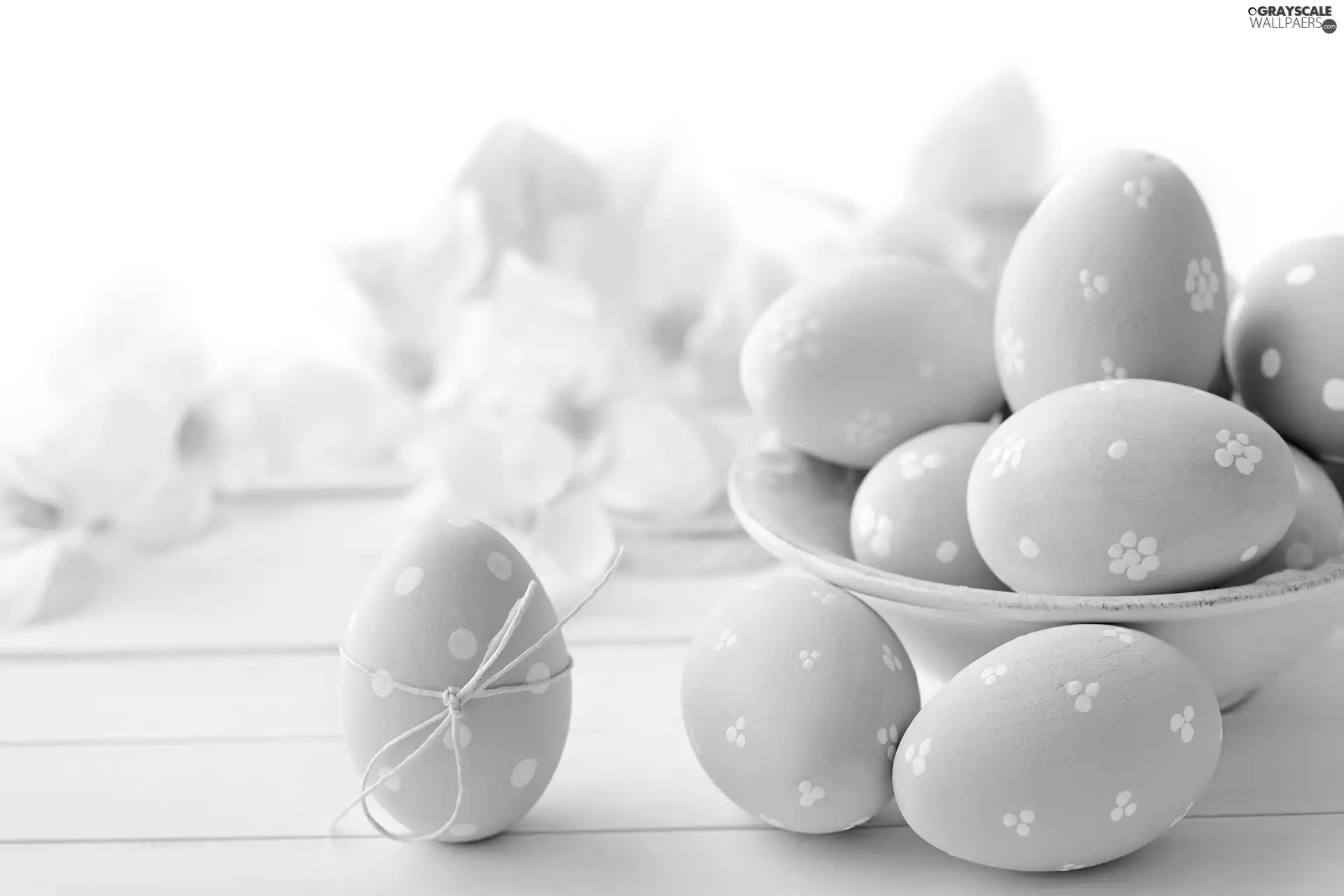 Easter, bowl, Flowers, eggs