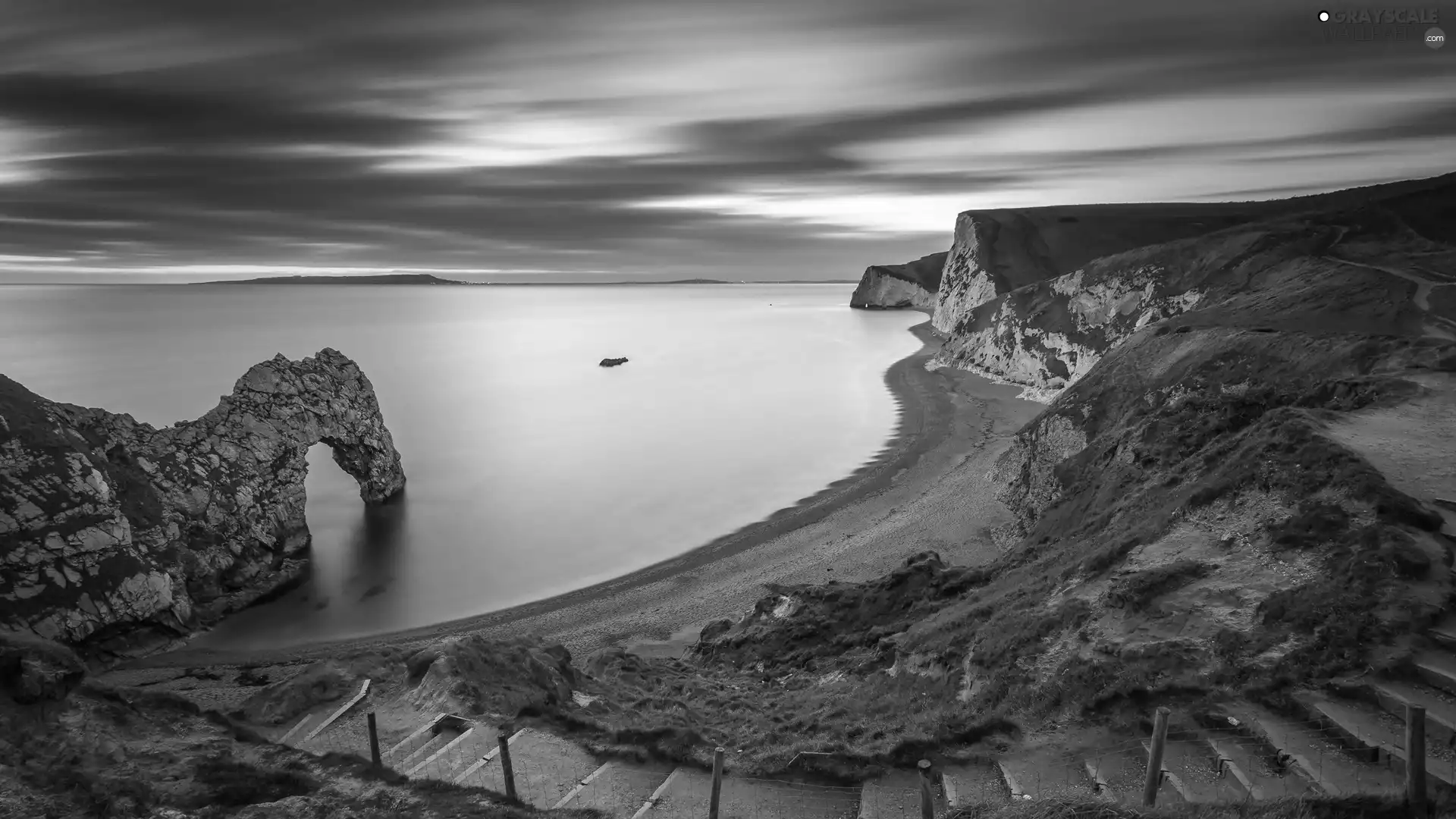 sea, Jurassic Coast, Stairs, rocks, Durdle Door, County Dorset, England, Durdle Door