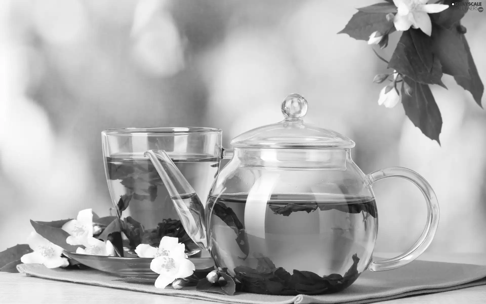 tea, cup, Flowers, jug
