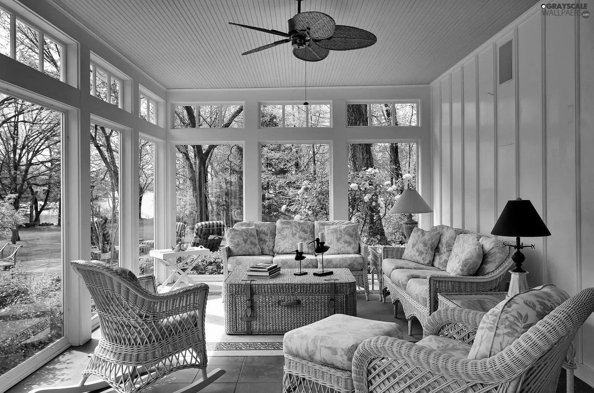 veranda, furniture, Garden, wicker