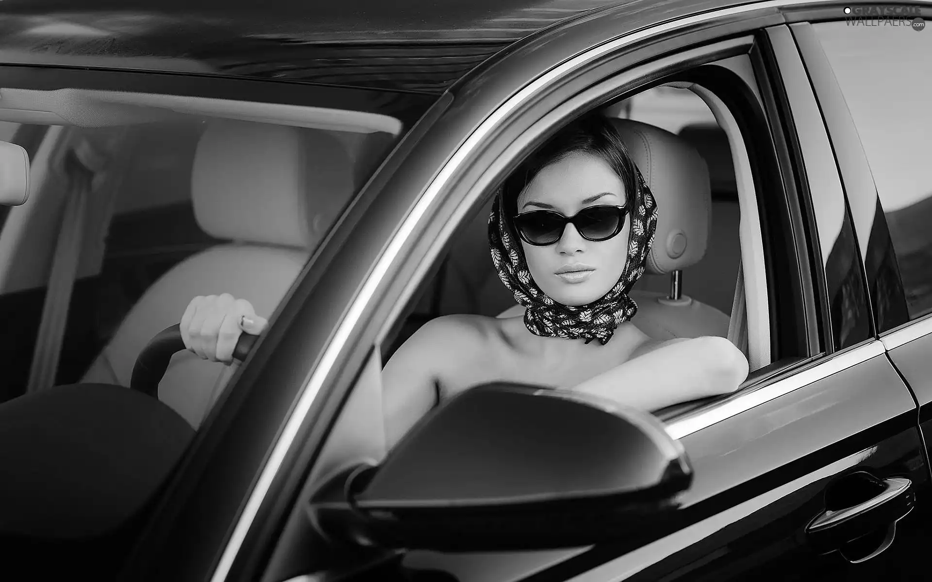 Automobile, scarf, Glasses, Women